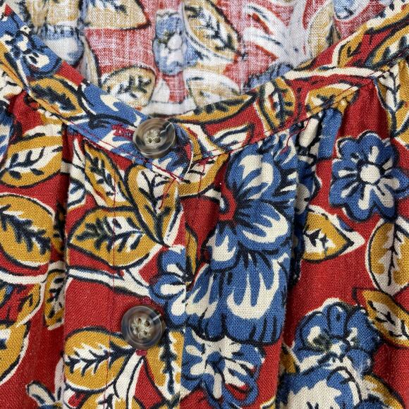 Faherty Carmel Linen Blend Belted Midi Dress Red Desert Bloom Flowy Classic XXL - Picture 6 of 17